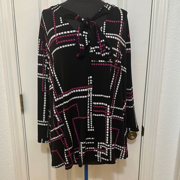 Cato Multicolored Long Sleeve V-Neck Tunic - Picture 1 of 3